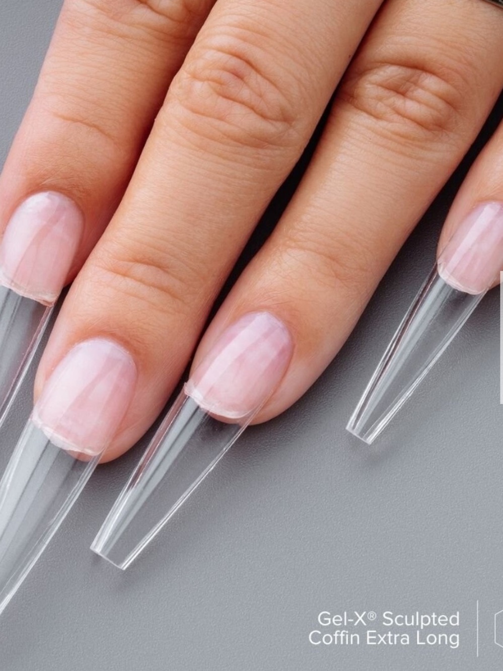 Gel-X Clear Coffin Extra Long Nail Extensions - Clear